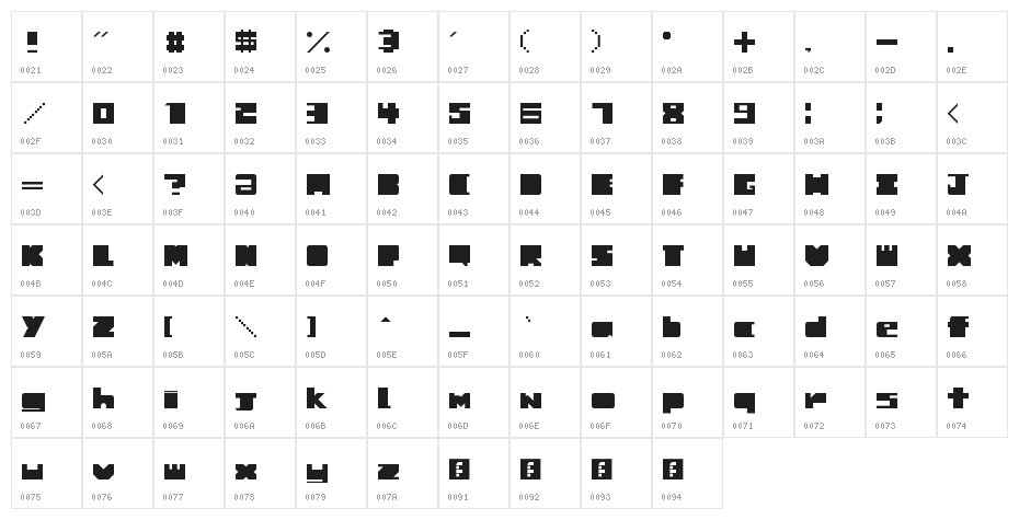 Cruz Regular Character Map