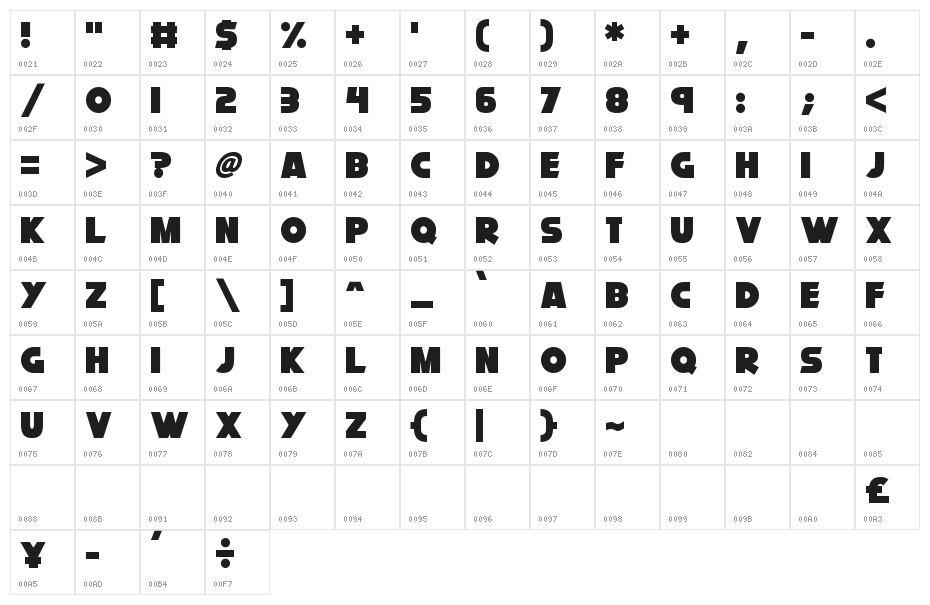 Cryogenix Character Map