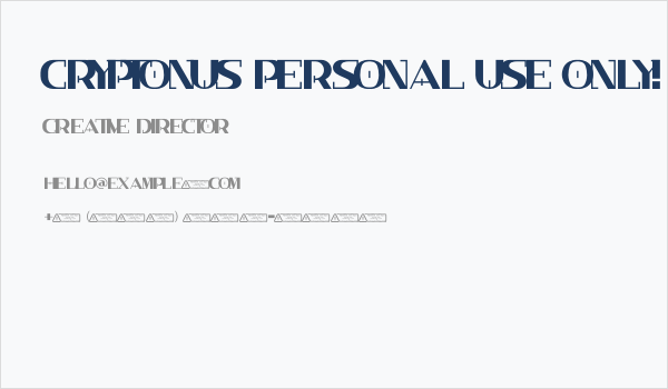 Cryptonus PERSONAL USE ONLY! Business Card
