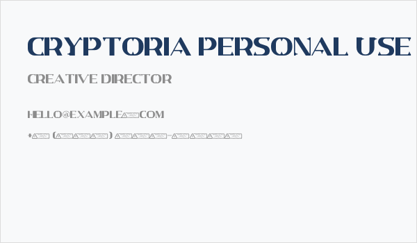 Cryptoria PERSONAL USE ONLY! Business Card