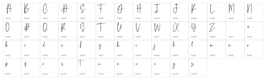 Crystal Dust Character Map