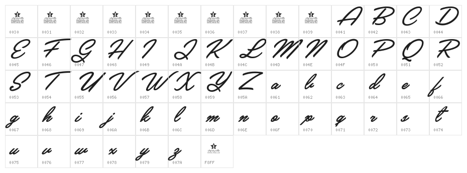 Crystal Personal Use Character Map