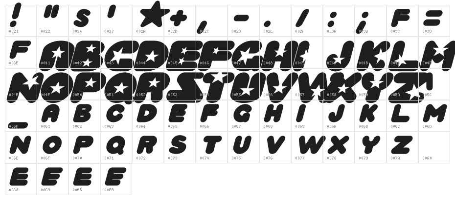 Crystal Universe Oblique Character Map
