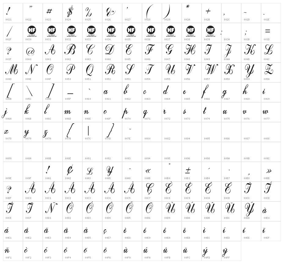 Crystal symphony Personal use Regular Character Map