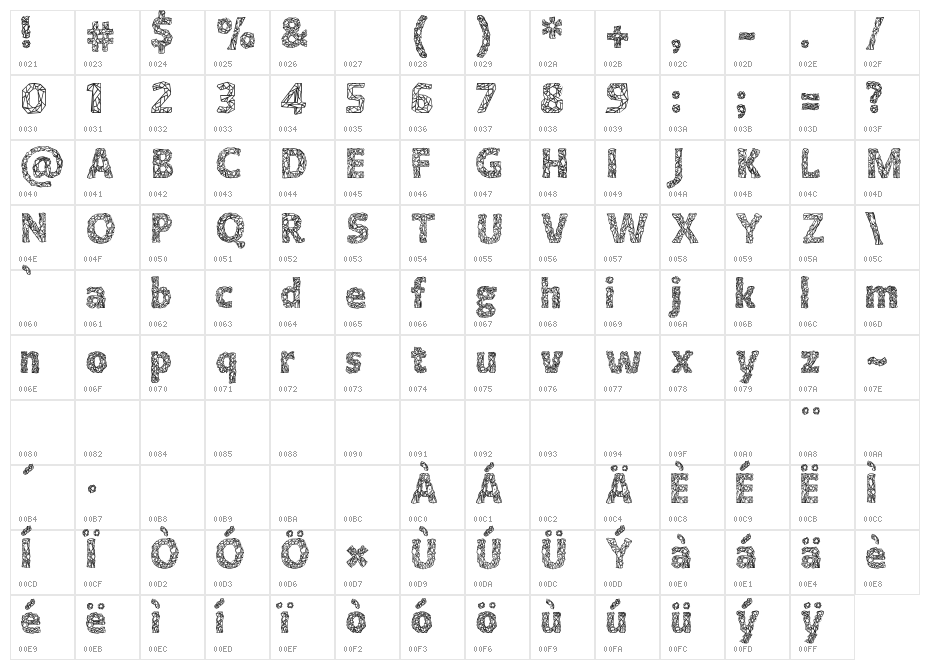 Crystalline Outline Character Map
