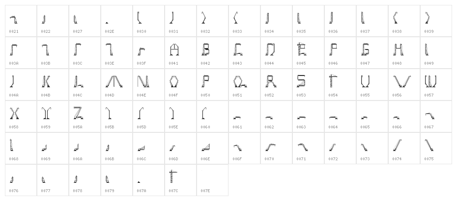 cranestruct Regular Character Map