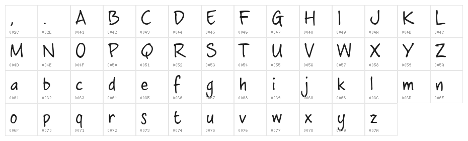 crosswordBelle Character Map