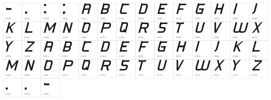 CS-Fox Italic Character Map