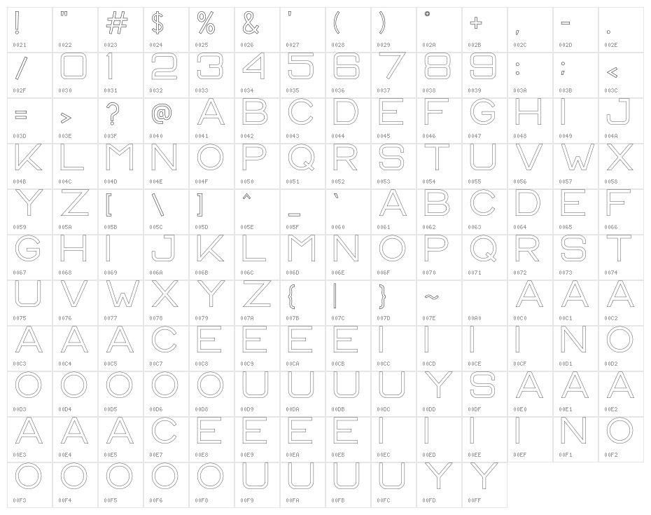 CS Harley Outline Character Map