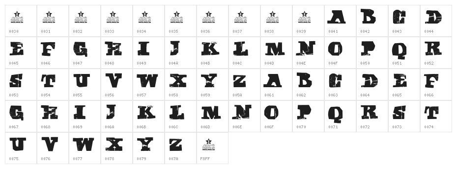 CUBIKA SCRIPT Personal Use Character Map