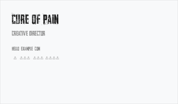 CURE OF PAIN Business Card