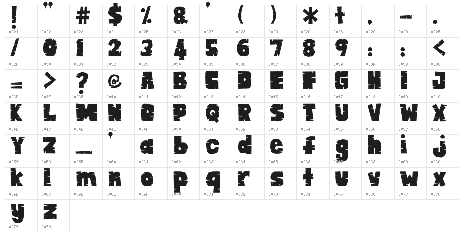 CUTE ANIMAL Character Map