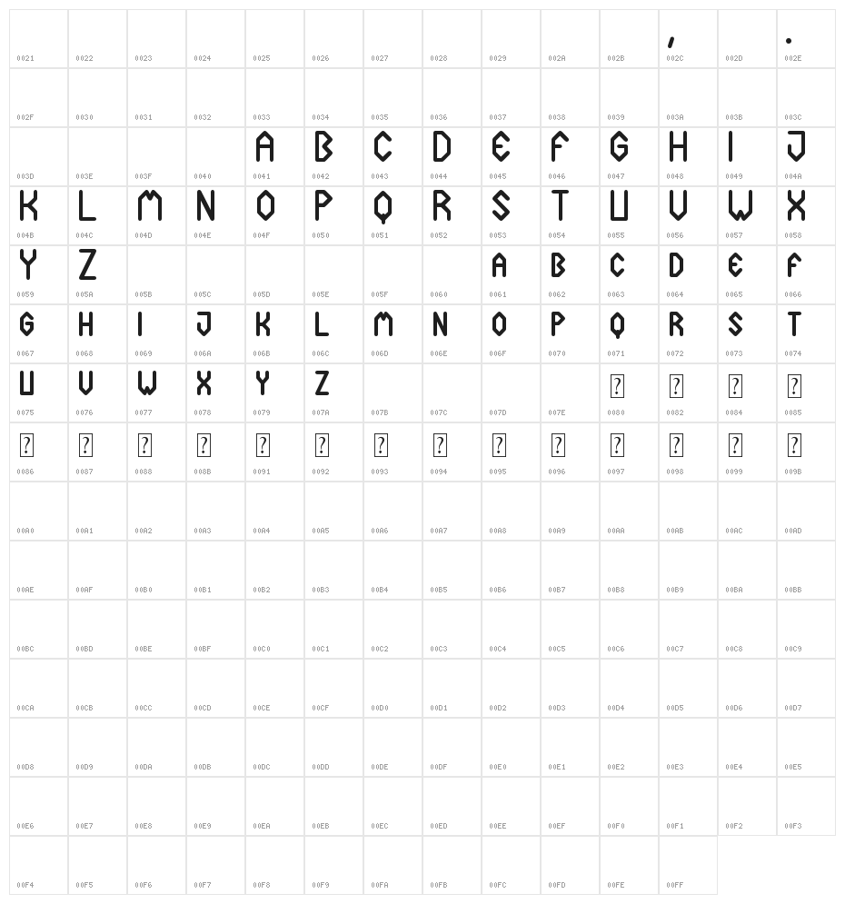 Cuadradex Simple St Character Map