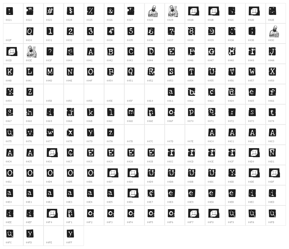 Cuadrado Numero 13 Character Map