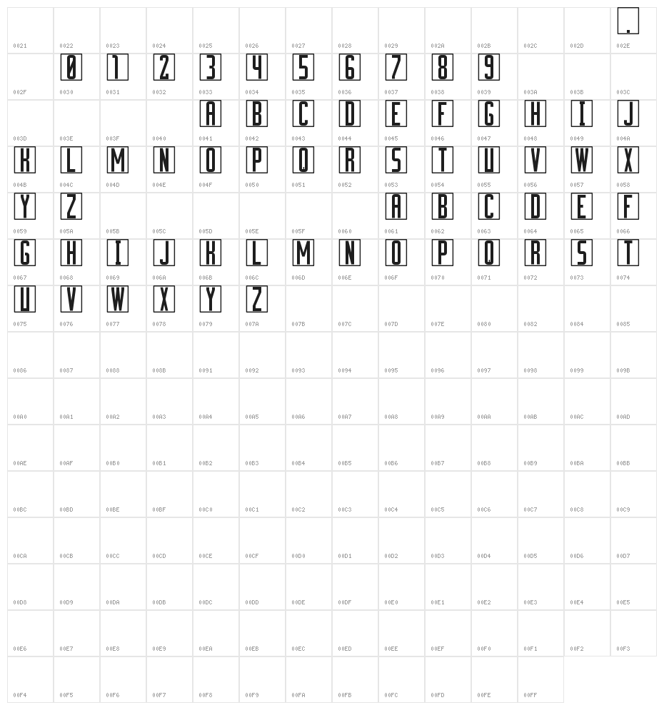 Cuadritos St Character Map