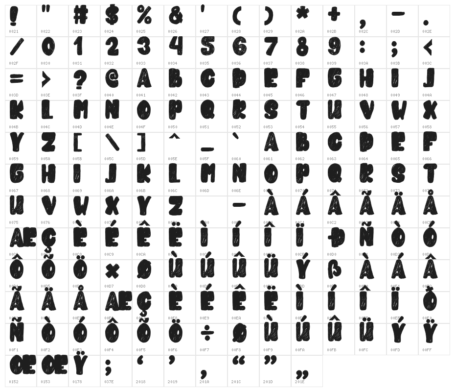 Cubby Brush Character Map