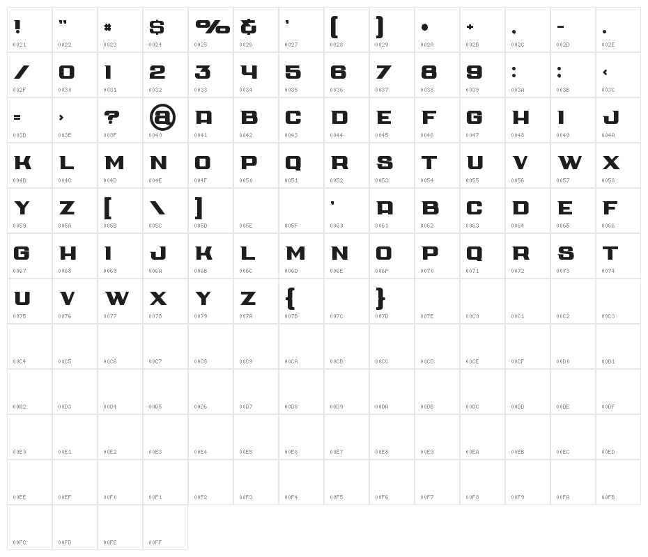 Cube Bold Character Map