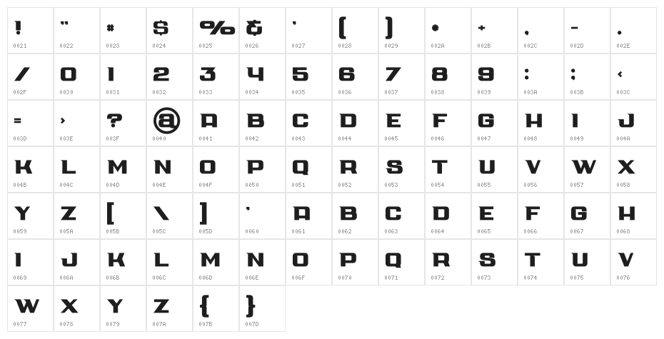 Cube Bold Character Map