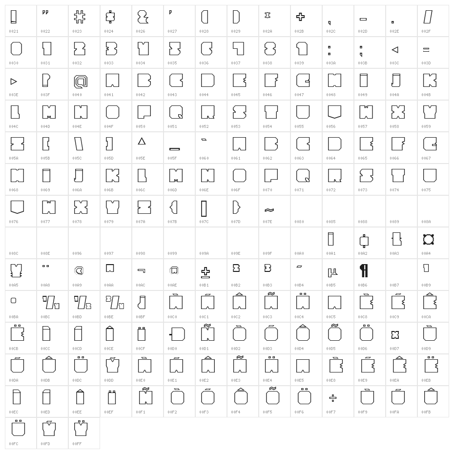 Cubesity outline Character Map
