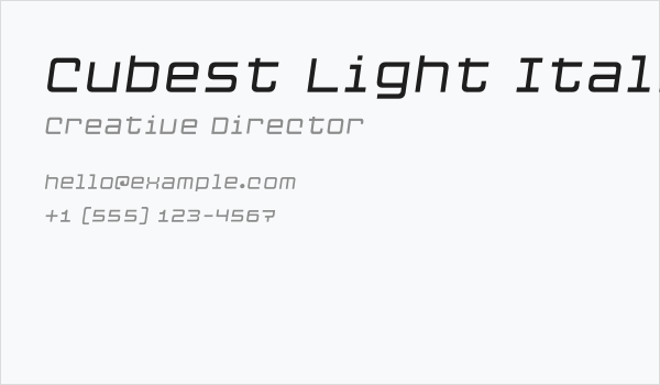 Cubest Light Italic Business Card