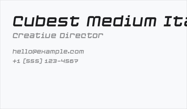 Cubest Medium Italic Business Card