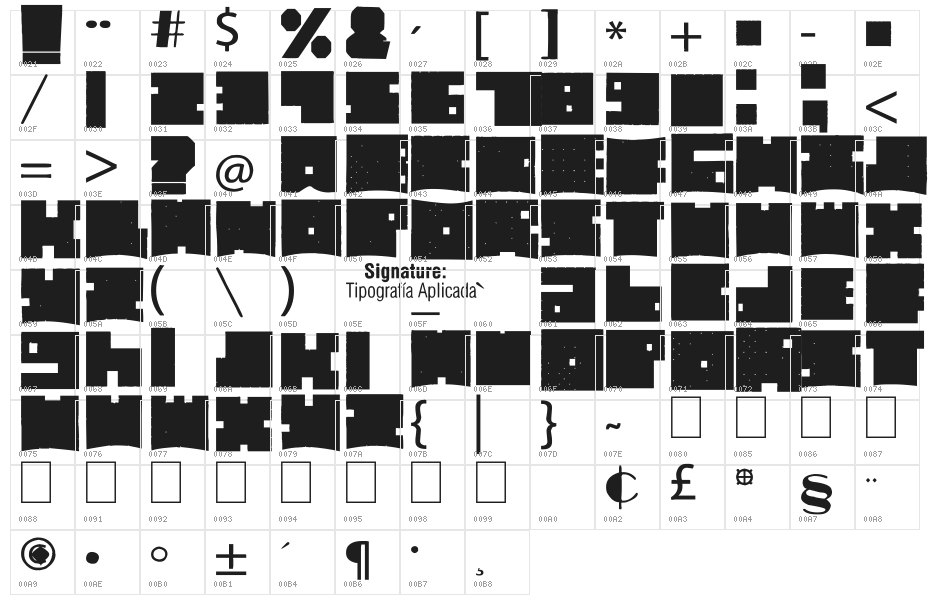 Cubic Bold Character Map