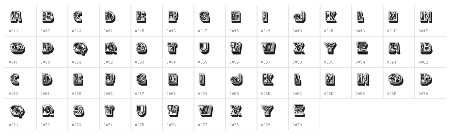 Cubismo Regular Character Map