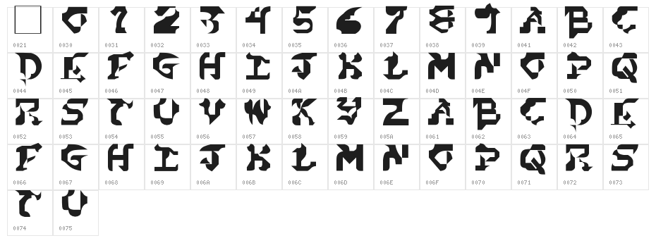 Cubist-Dream-PD Character Map
