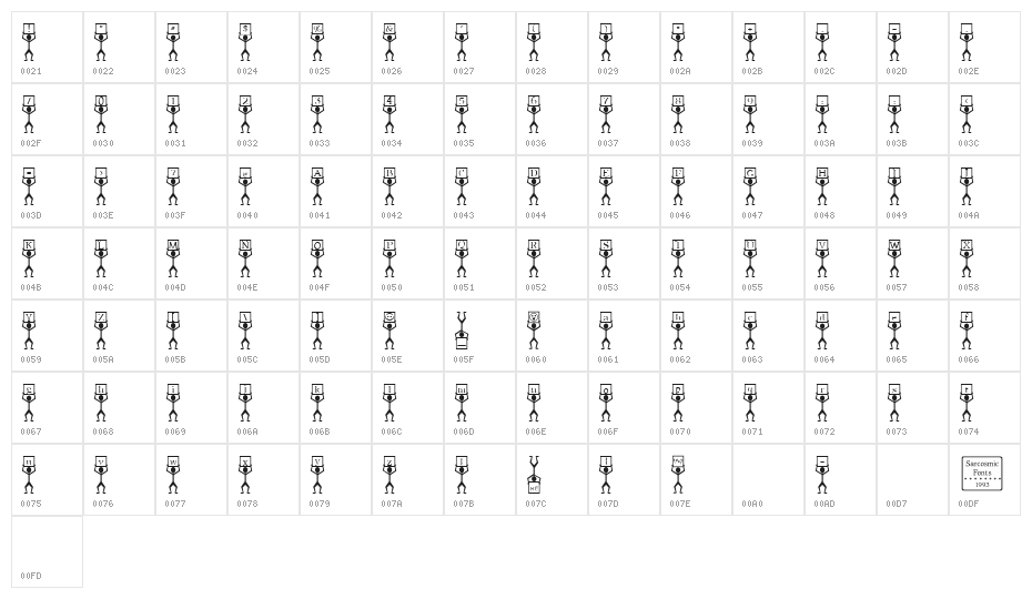 CueCard Character Map