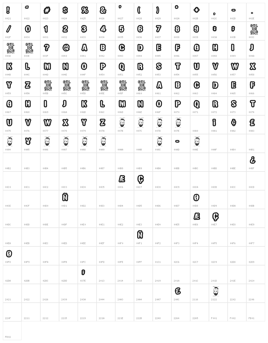 Cul de sac Character Map