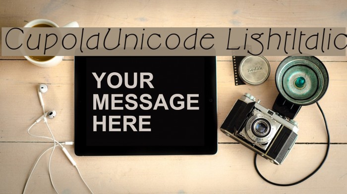 CupolaUnicode LightItalic Example 1