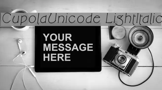 CupolaUnicode LightItalic Font examples