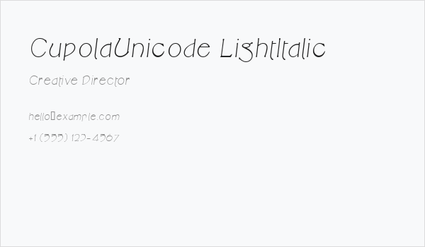 CupolaUnicode LightItalic Business Card