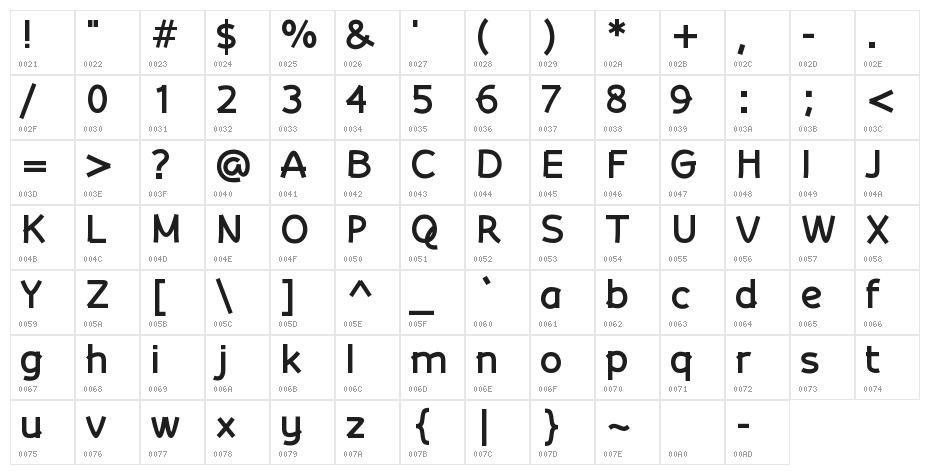 Curantyle Bold Bold Character Map