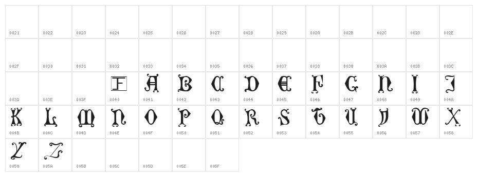 Curled Serif Character Map