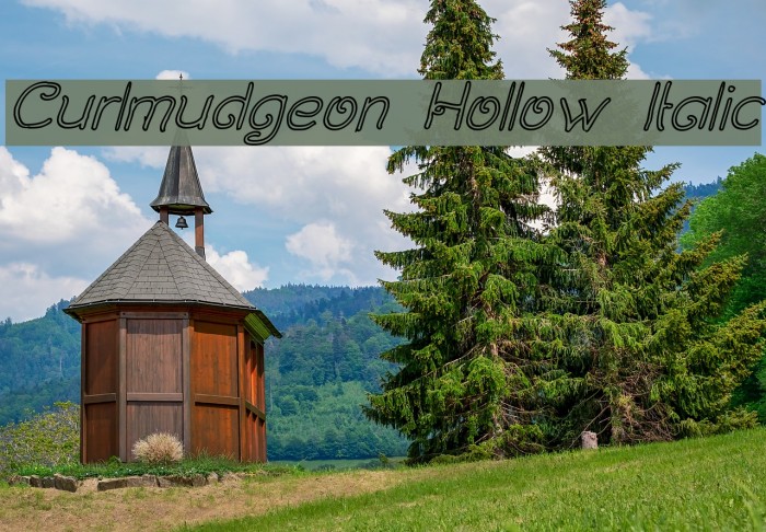 Curlmudgeon Hollow Italic Font examples