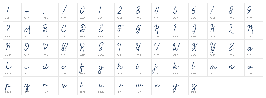 Curly Babe Character Map