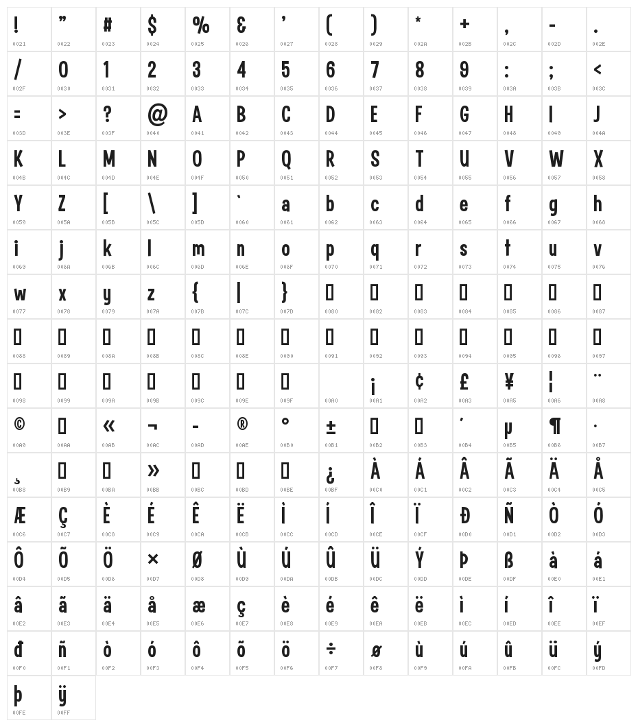Curse Casual JVE Character Map
