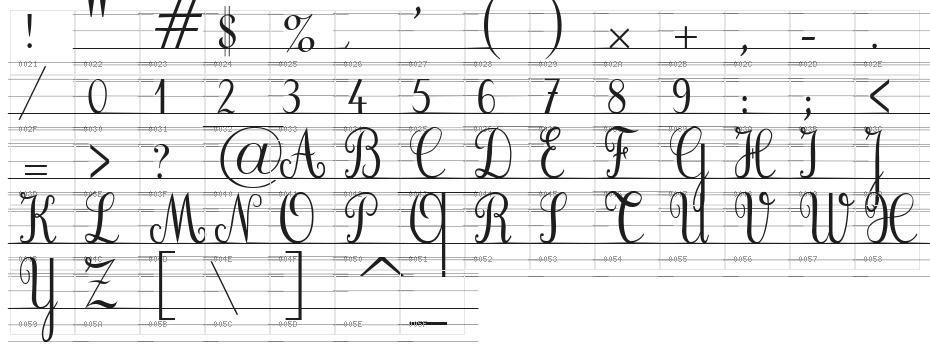 Cursif & Lignes Character Map