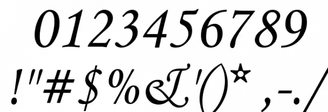 Cursiv Font OTHER CHARS