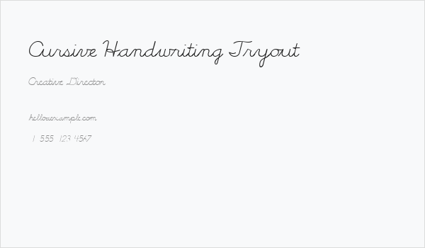 Cursive Handwriting Tryout Business Card