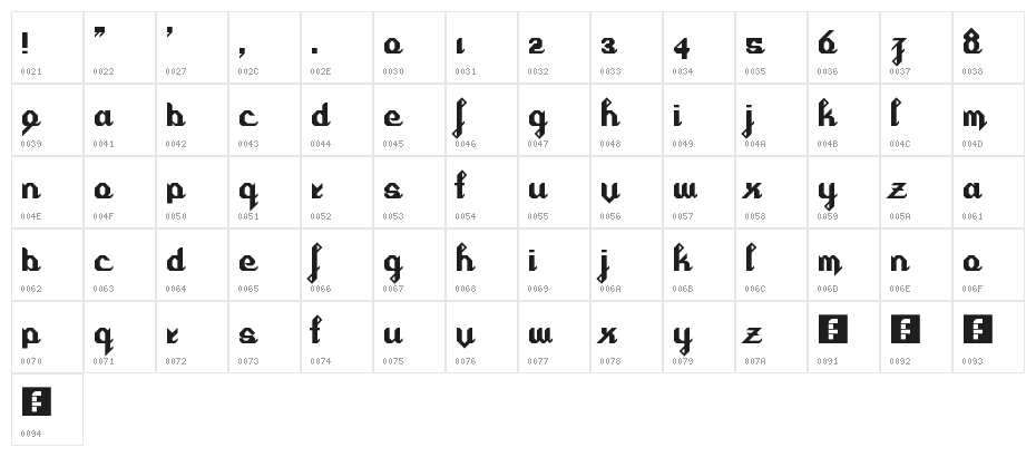 Cursivertex Regular Character Map