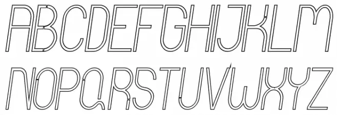 Curvada Outline Italic Шрифта ВЕРХНИЙ