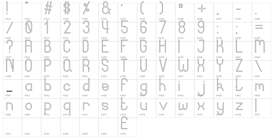 Curvada Outline Character Map