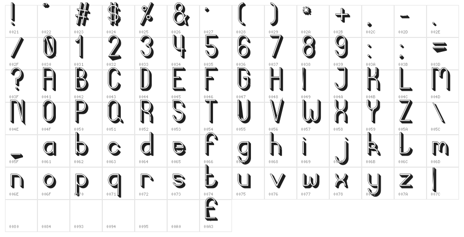 Curvada Shadow Character Map