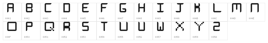 Curved Capitals Regular Character Map