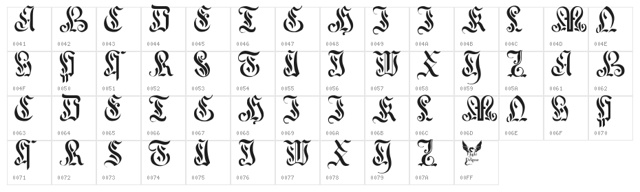 Curved-Manuscript--17th-c- Character Map