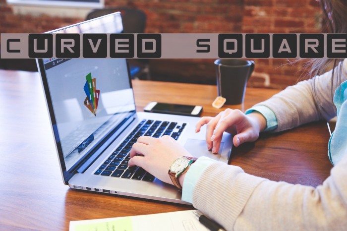 Curved Square Font examples