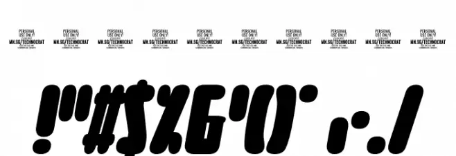 Curvi Technocrat PERSONAL Regular Font OTHER CHARS