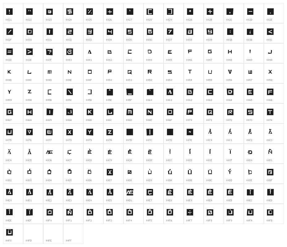 Cut It Out Character Map